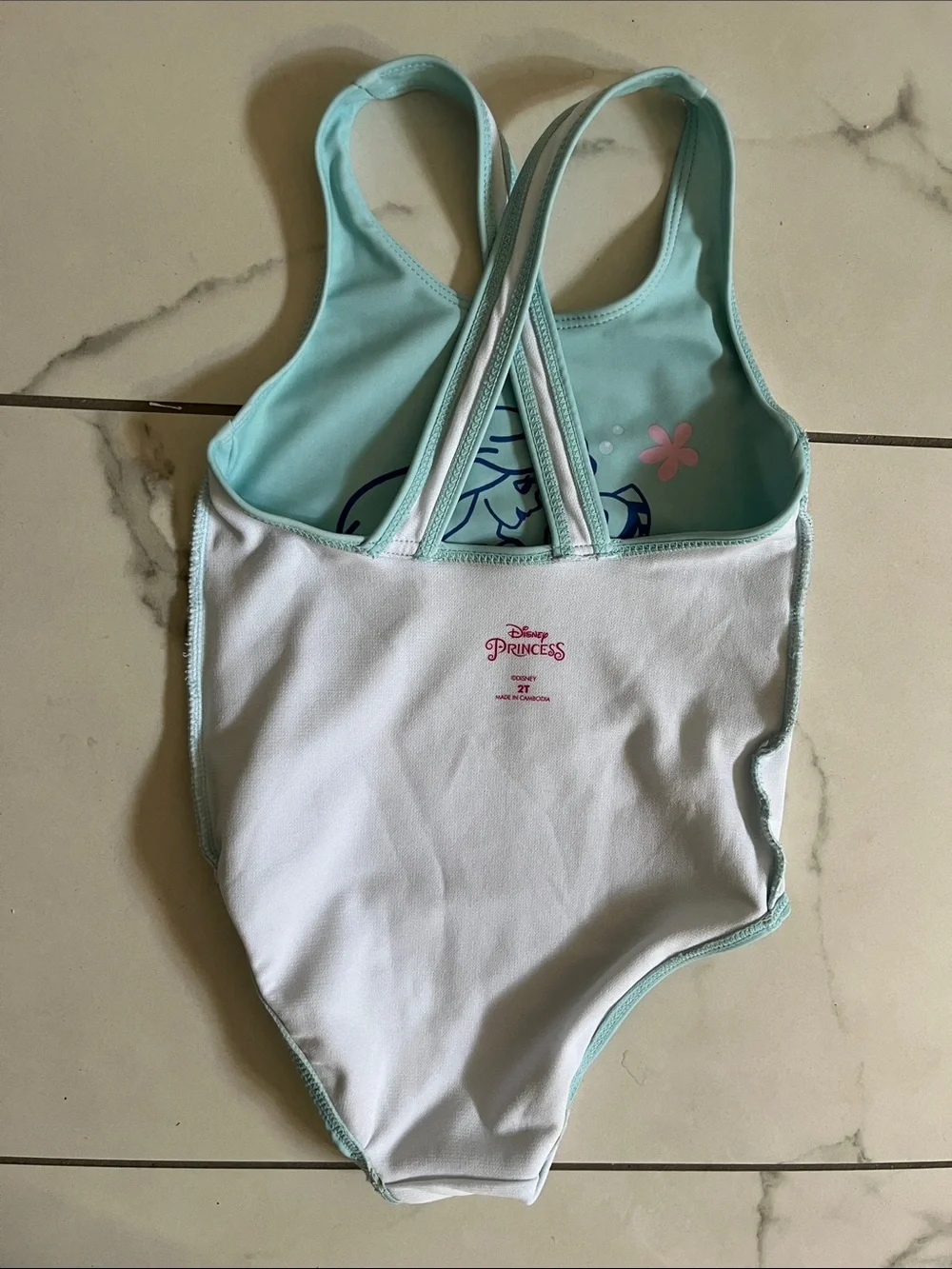 Disney Little Girls Mermaid One-Piece Swimsuit - Mint Teal Pink Ariel Toddler